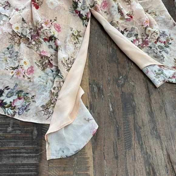 Sundance Floral Maxi XL Boho Fairycore Sleeveless Ruffle Asymmetrical Hem Blush - Picture 4 of 11